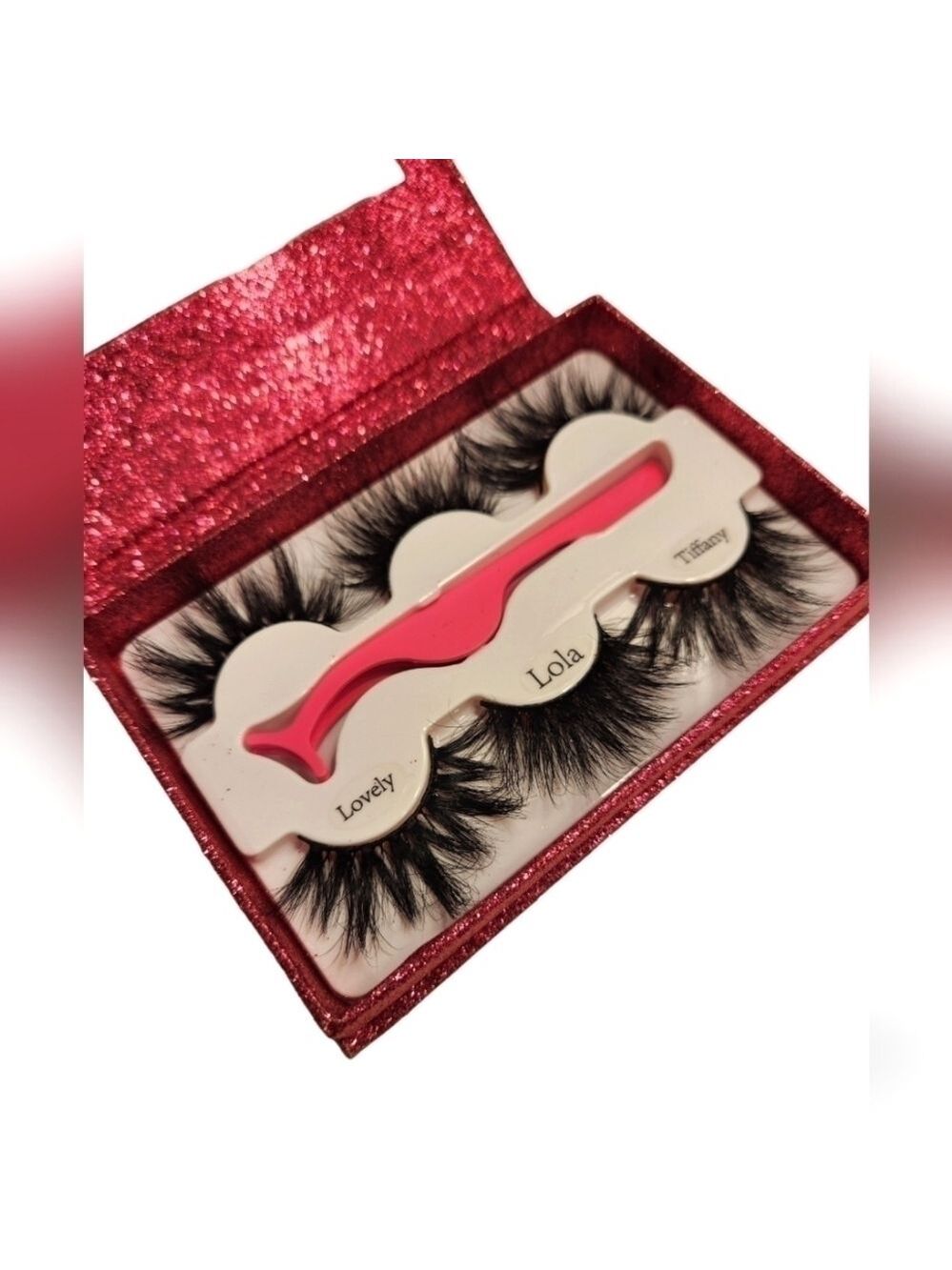 Lashbox 3D Mink Lashes Set of 3 Extra Long with Applicator Tweezers